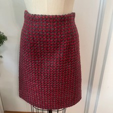MARC JACOBS Wool Blend Red and Gray Tweed Metallic Skirt Size 8