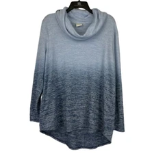 Chico's cowl neck light sweater women's top no size tag blue Ombre 