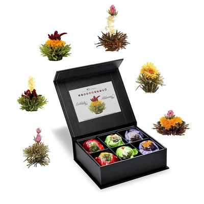 Creano Teeblumen Geschenkbox 6 Sorten Magnetbox Weiß Grün Schwarz, verschiedene