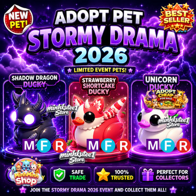   Adopt Pet Stormy Drama / Shadow Dragon/ Strawberry Shortcake / Unicorn  Ducky