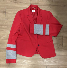 Gap The Academy Blazer Womens 4 Red/Gray Lined Button Pockets Long Sleeve