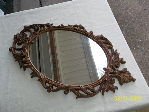Vintage Ornate Hollywood Regency Gold Wall Mirror 29 1/8" x 17 1/8"