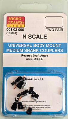Micro-Trains Spur N 00102006 (1016-1) Universal Body Mount Medium Shank Couplers