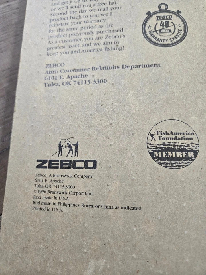 VINTAGE 1996 ZEBCO 404 SPINCAST COMBINACIÓN VARILLA Y CARRETE NUEVO SELLADO EN PAQUETE Foto 4 de 4