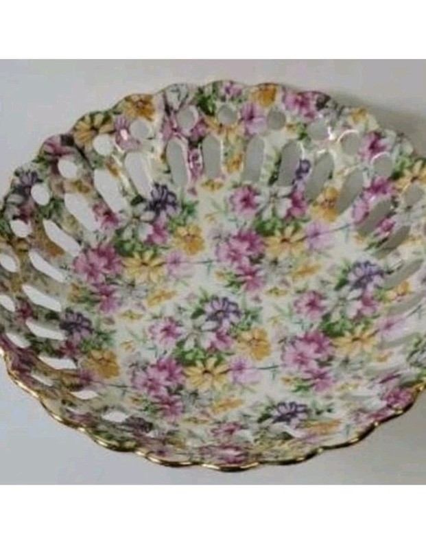 Vintage Floral Japan Pedestal Dish