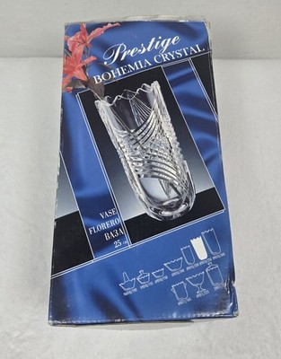 Bohemia Crystal Hand Cut 24% PbO Vase  Czech Republic Cottagecore New In Box