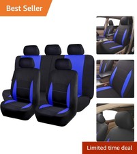 Universal Fit Car Seat Covers Set For Front And Rear Black Blue Gray Design