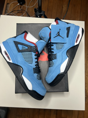 DEADSTOCK W/ Receipt JORDAN 4 TRAVIS SCOTT CACTUS JACK BLUE SIZE 9 308497406￼