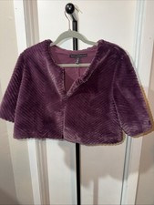 White House Black Market Faux Fur Bolero Short Sleeves Plum Size S