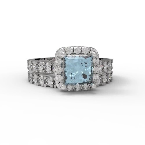 1.56 ctw 14K Wedding Set for Women, Natural Sky Blue Topaz Ring and Wedding Band - Video 1 of 1
