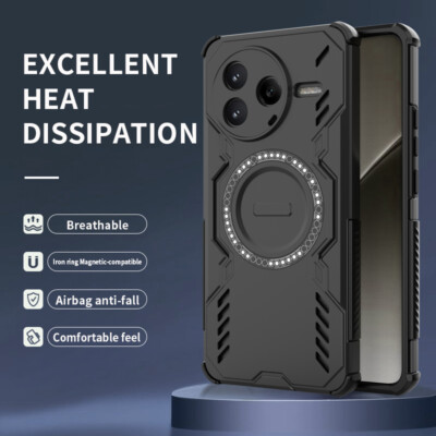 For XiaoMi Poco F7 Pro, Shockproof 4 Airbags Hybrid Armor Magnetic Case Cover