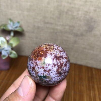 36mm New Natural ocean jasper gemstone crystal sphere ball base 68g A5327