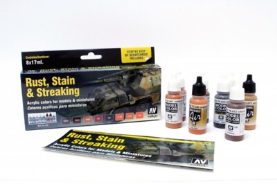 Vallejo 70183 COLORS RUST STAIN & STREAKING Packung mit 8 Stück x 17 ml