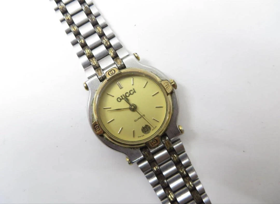 OROLOGIO GUCCI 9000L BIANCO ARGENTO DATA VINTAGE SWISS MADE Non testato