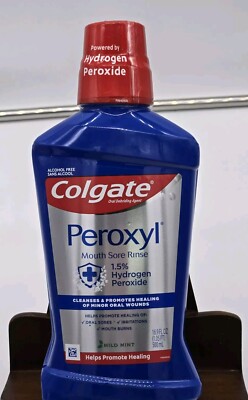 Colgate Peroxyl Antiseptic Mouthwash & Mouth Sore Rinse Mild Mint 16.9 Oz 500ml