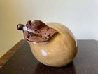 Large DECORATIVE Ceramic PAPAYA Fruit Figurine / Paperweight NEW Tan Brown — photo 9
