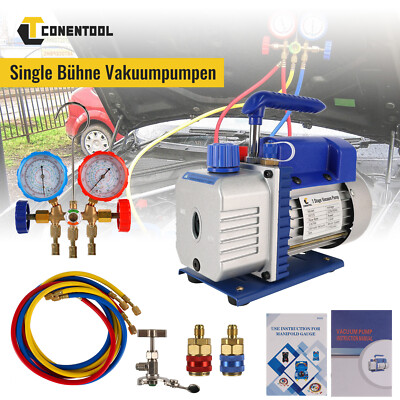 3CFM Vakuumpumpe Unterdruckpumpe Kit Klimaanlage Vakuum Pumpe 1-Stufig 5pcs Set