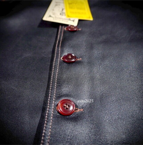Mens Retro Waistcoat Vest Waxed Horsehide Leather American Vintage Style - Picture 11 of 26
