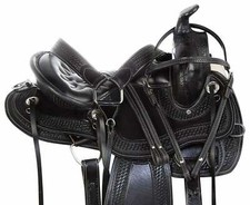 Western Leather Saddle Gaited Bars Padded Seat 14''to18" free ship