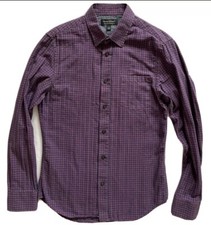 BANANA REPUBLIC Mens Shirt Small SOFT WASH Tailored Slim Pink Blue Plaid Gingham