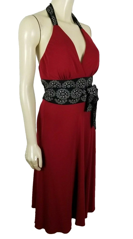 Phoebe Couture halter styled red empire waist dress size 6 - Image 3 of 4