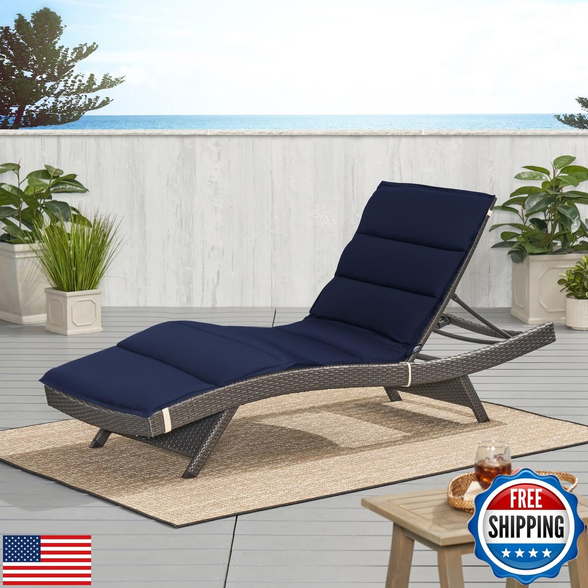 Maphissus Foldable Outdoor Chaise Lounge Cushion,Water-Resistant