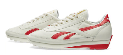 Reebok Herren Azteken Leder Turnschuhe/Kreide Scharlachrot/Neu mit Karton/UVP 79£