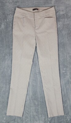Crosby Plaid Slim Cropped Ankle Pants Womens Size 6 Cream Brown Career Old Money