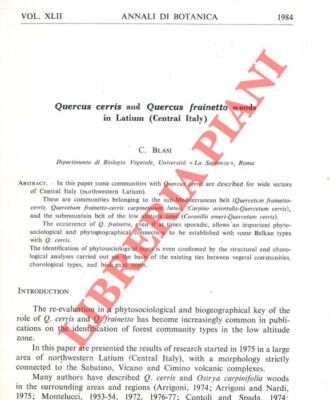 BLASI C. - Quercus cerris und Quercus frainetto Hölzer in Latium (Mittelitalien)