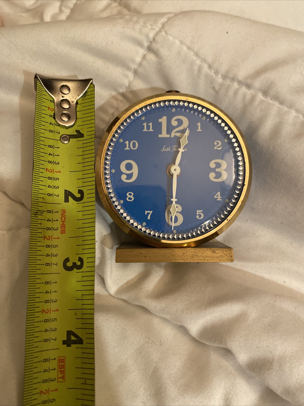 Vtg SETH THOMAS TRAVEL ALARM CLOCK GERMANY AQUA BLUE WORKS 1960’s MOD