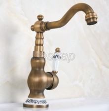 Antique Brass Single Lever Swivel Kitchen Vessel Sink Faucet Mixer Tap snf609