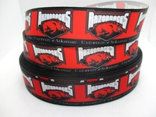 University of Arkansas Razorbacks 1" Grosgrain Ribbon YOUR CHOICE 5 or 10 Yards