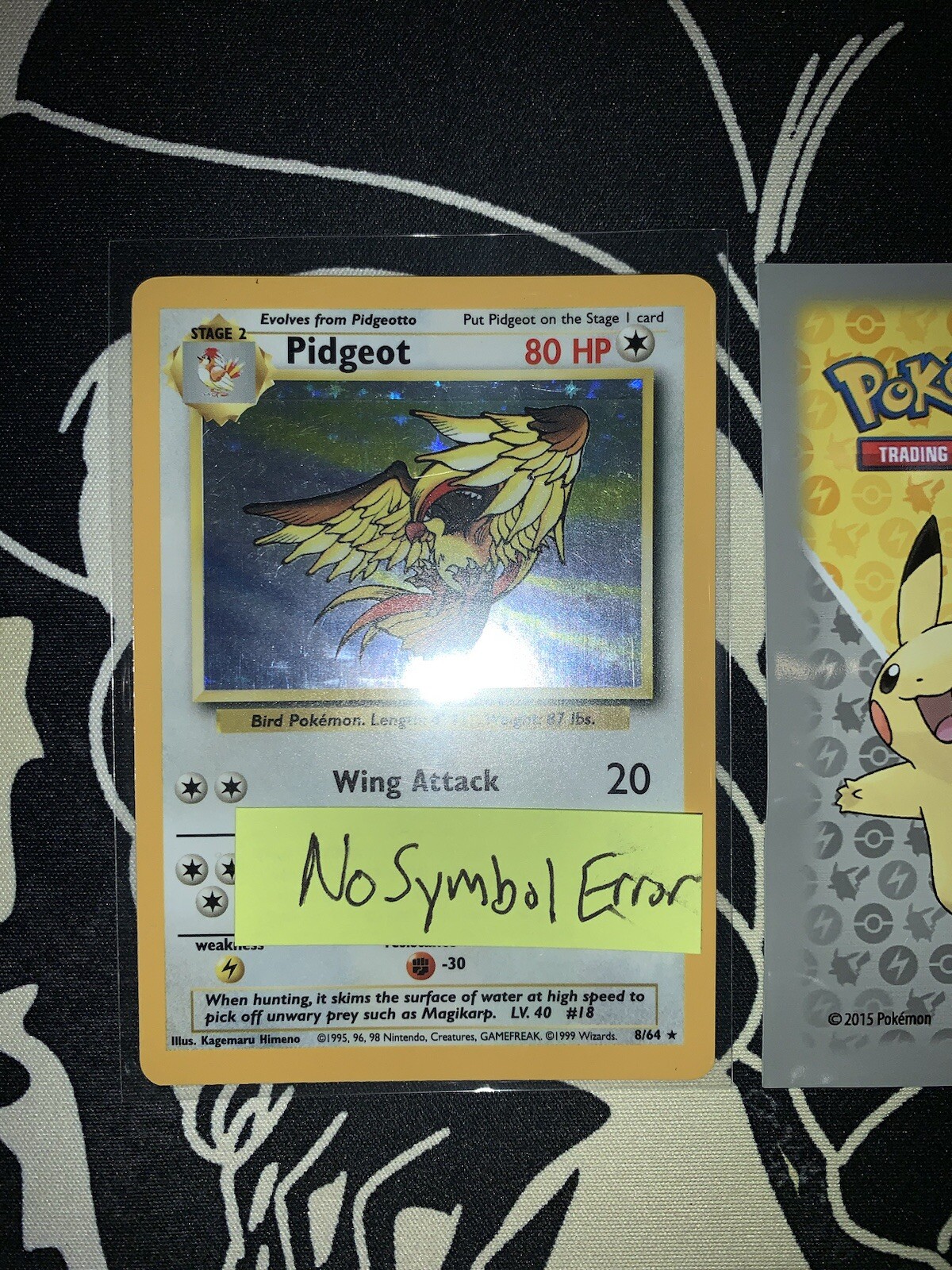 Pokemon Card NO SYMBOL ERROR Pidgeot Jungle 8/64 Unlimited Holo Rare 038 💎NM💎