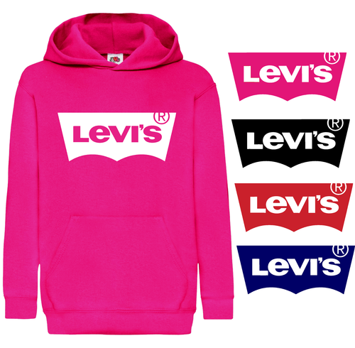 Felpa bambina ragazza fucsia con stampa levi's vari colori. Spedizione  Gratis! | eBay