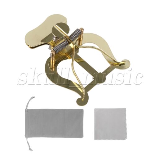Trombone Marching Lyre Clamp On Gold Plating Clip Set with Swab & Storage Bag - Photo 1/8