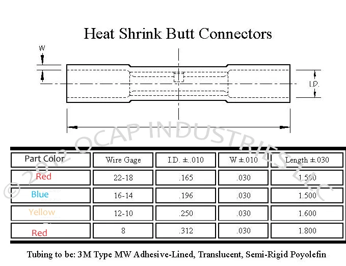 (500) 12-10 ga. YELLOW 3M HEAT SHRINK BUTT WIRE CRIMP CONNECTOR MARINE GRADE - Image 2 of 2