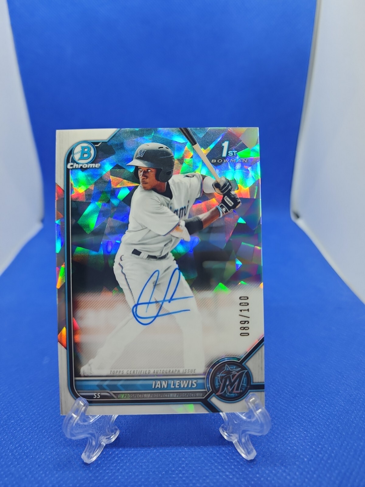 2022 Bowman Chrome Ian Lewis 1st Bowman Atomic Refractor Auto #/100 CPA-IL
