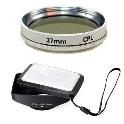 37mm 16:9 Wide Hood,CPL Filter for Sony Handycam DCR SR200,SR300,TRV460,TRV480