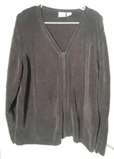 Carolina Colours Woman's Zippered Sweater Plus 18/20, Chocolate Colored Comfort