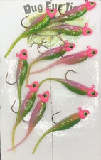 10 Pack 1/16 Oz  Pink And Green Crappie Jigs ( Electric Chicken)