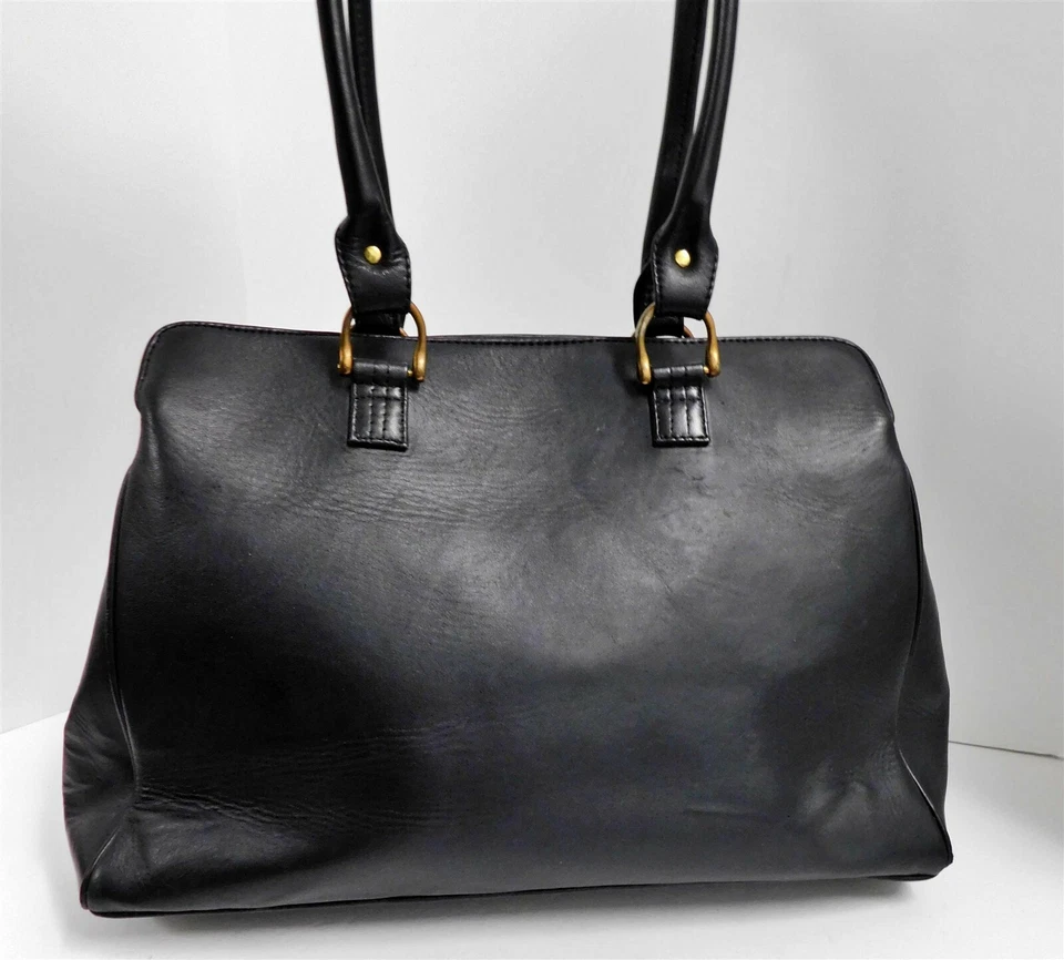 Cartera grande Clever Carriage Company francesa de cuero negro rosa Foto 4 de 4