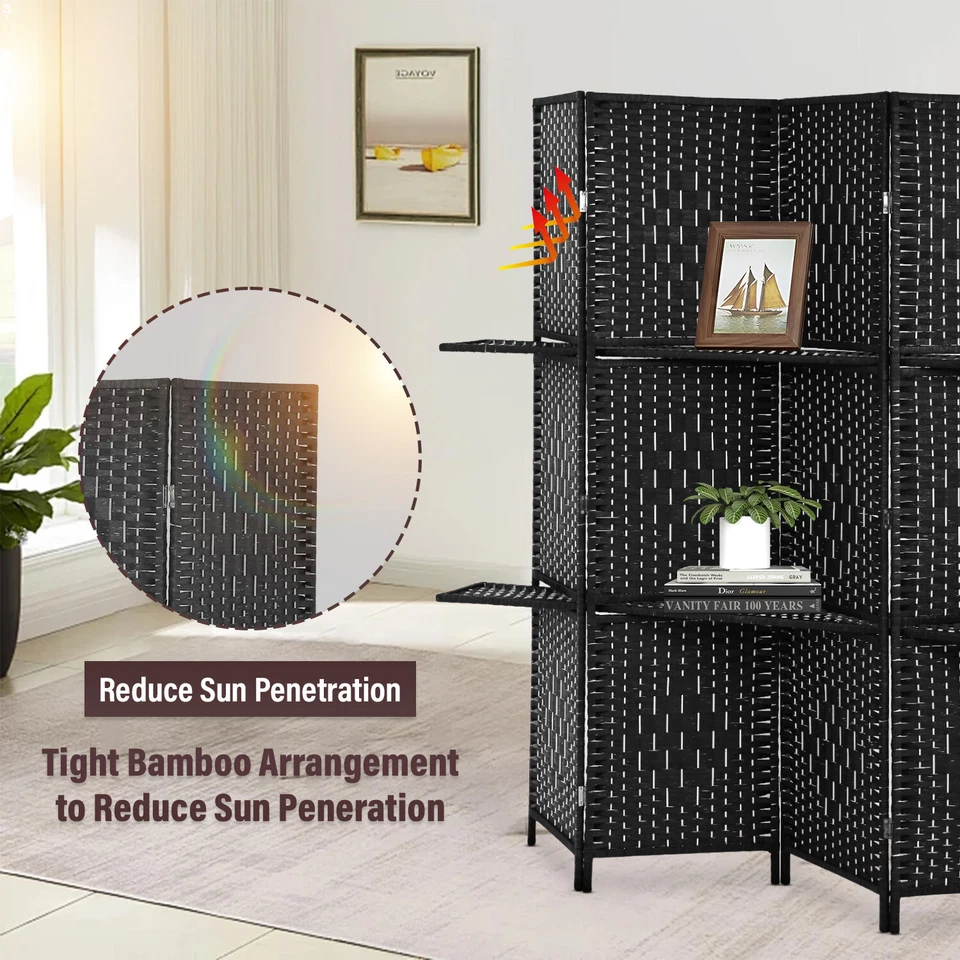 Pantalla divisoria de habitación de 4 paneles pantalla de madera plegable portátil Foto 4 de 4