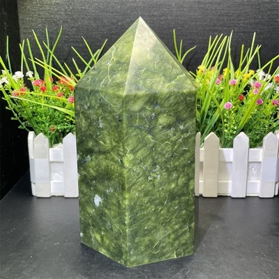 8.7LB 8.2''Nartural Xiuyan Jade Obelisk Crystal Quartz Reiki Decor Tower Heal