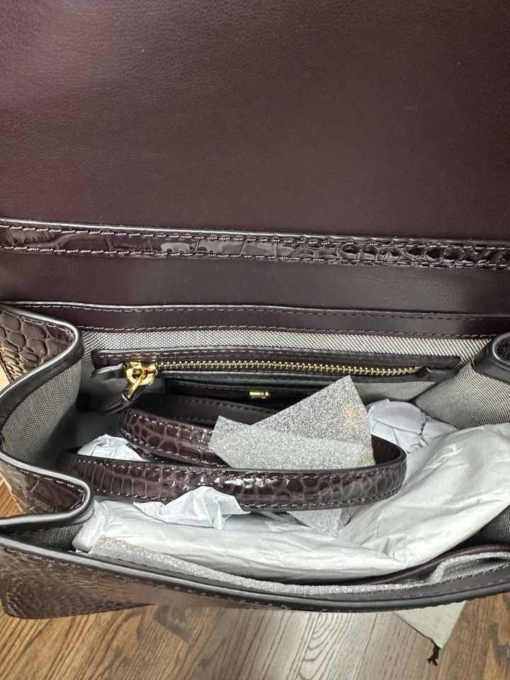 Bolso Cartera Donna Karen MARRÓN Tul Patente Croco. Nueva bolsa antipolvo con etiquetas Foto 3 de 4