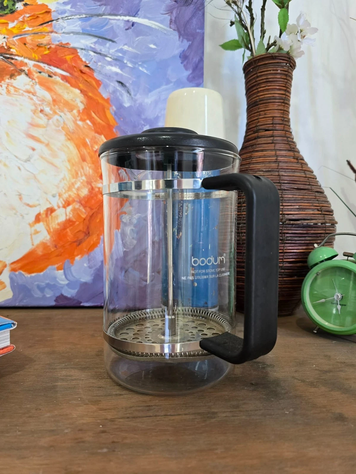 Bodum 8-Cup French Press Plunger Coffee Maker- Clear Glass Black Handle -Gosford