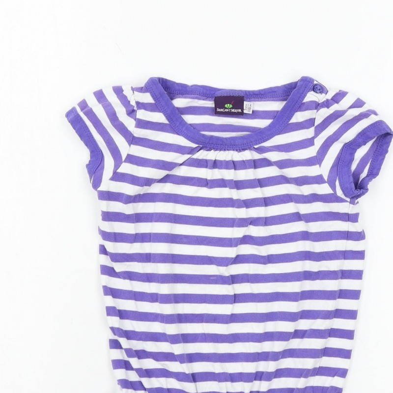 Sergent Major Girls T-Shirt Dress Size 5 Years Purple Striped Short Scoop Neck image 6