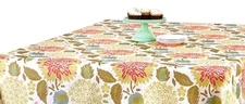 Printed Fabric Tablecloth 60" Round, HARVEST,AUTUMN BLOOM FLOWERS & LEAVES, CE