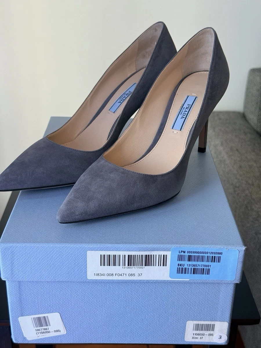 靴 Prada Gray Leather Heels 37 1/2 PRADA Gray Heels for Women for sale | eBay