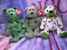 Beanie Babies Shamrock  Clover  Dublin Bears with Tags.