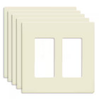 Light Almond 2-Gang, Decorator/Rocker, Plastic Polycarbonate, Screwless Wall Pla